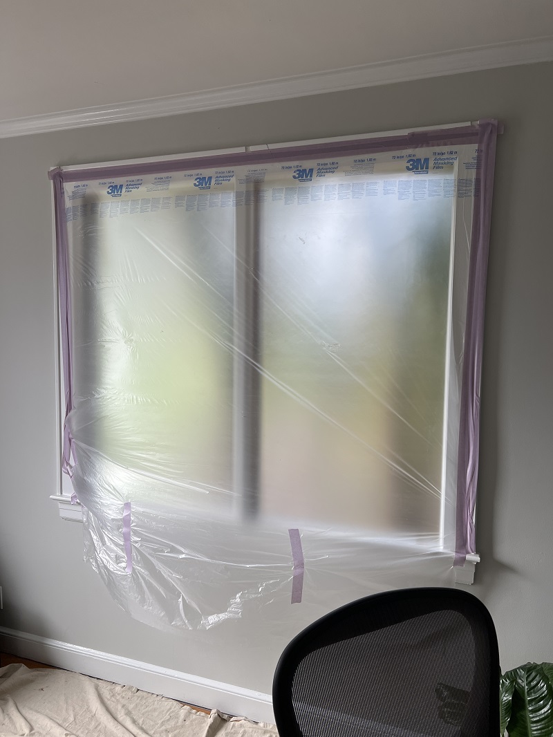 Plastic protects the interior of the home 